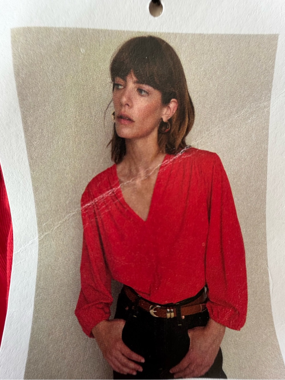 67- NWT Nation Los Angeles Women's Red V-Neck Long Sleeve Top XXL